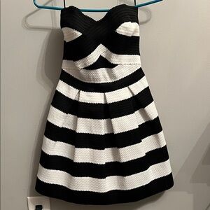 Express Black and White Strapless Dress